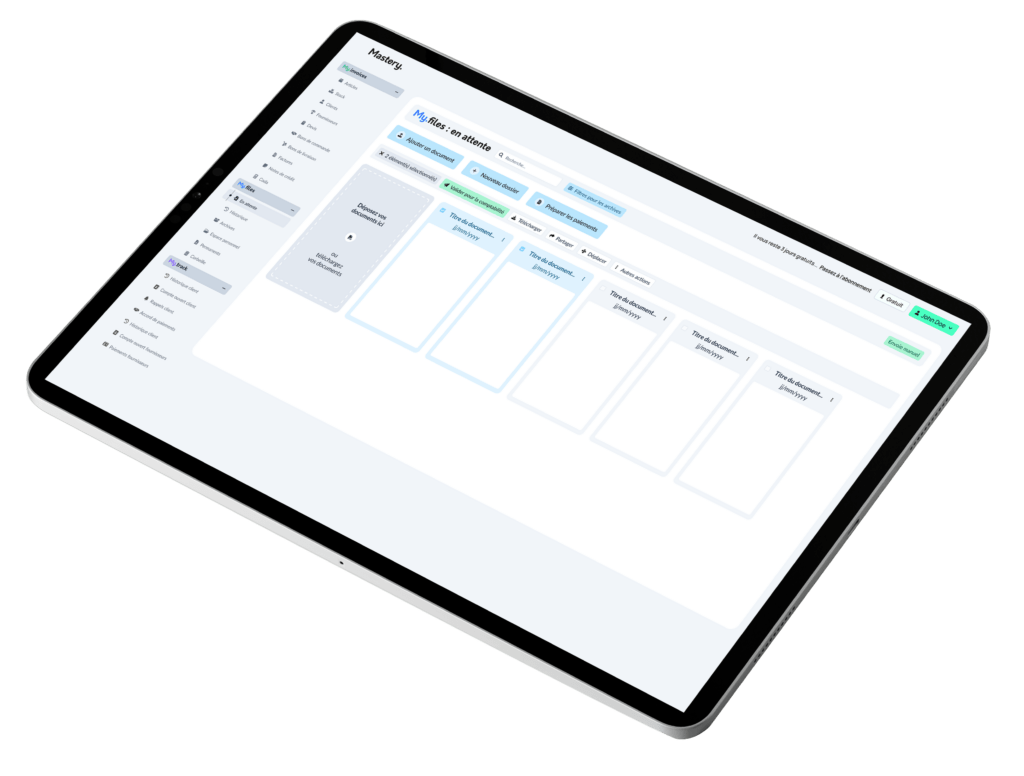 Tablette avec visuel de la plateforme de réception de documents My.files